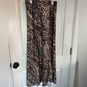 ELLEVEN Leopard Print long Skirt Black & Taupe